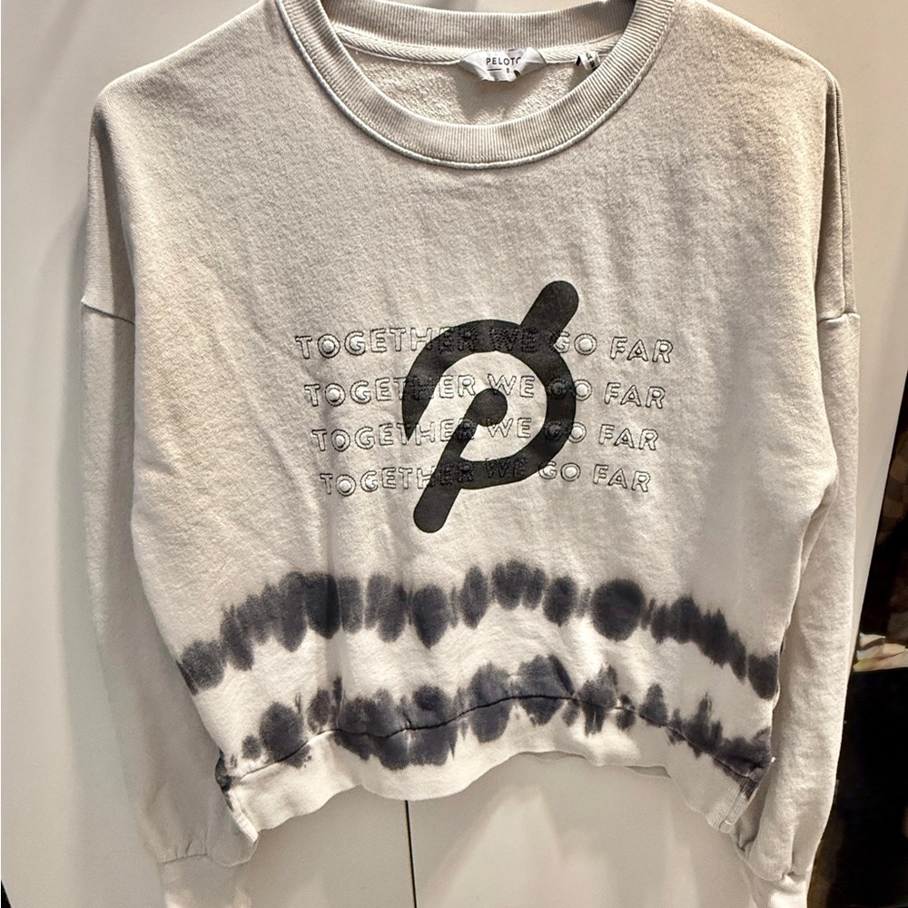 Peloton Cream and Black Tie-Dye Sweatshirt Size Small